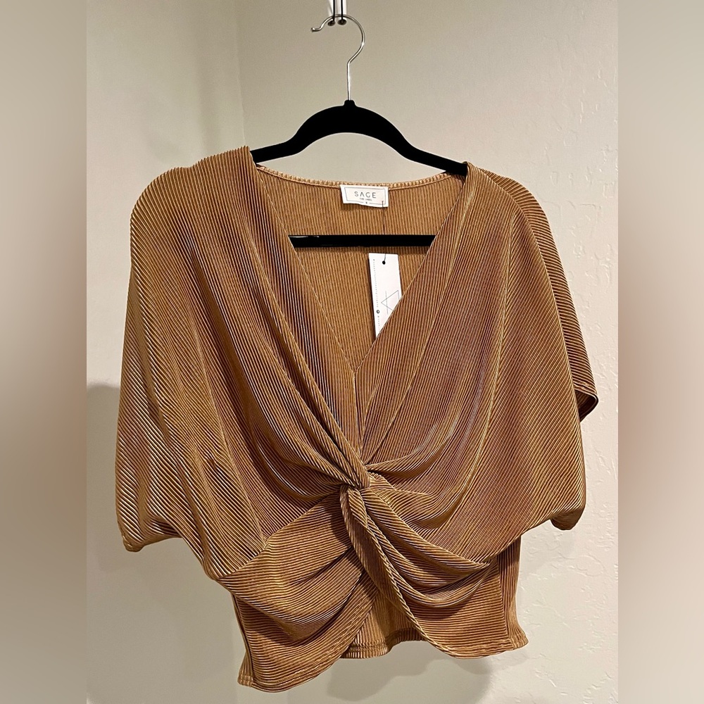 Sage The Label Bronze Ribbed Top